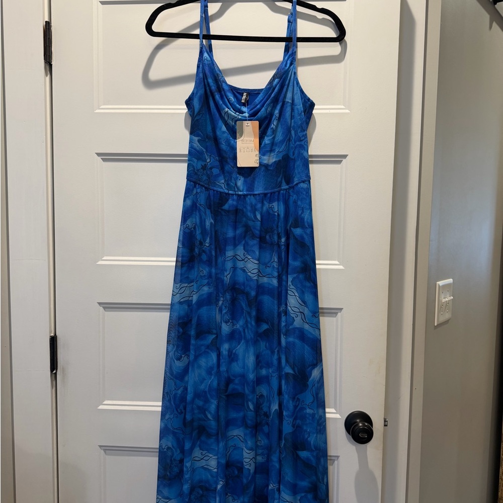 Blue Patterned Maxi Dress